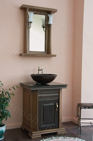 Комплект мебели для ванной комнаты Аллигатор Classic ALC 60А чёрный с серебряной патиной