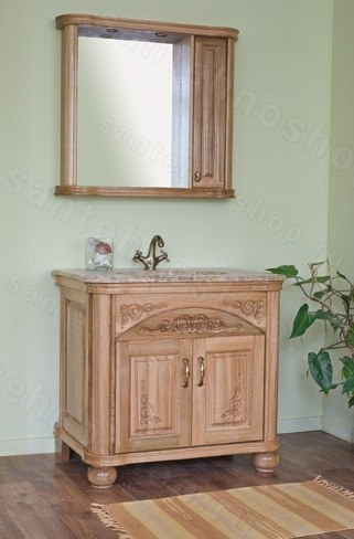 Комплект мебели для ванной комнаты Аллигатор Classic ALC 90В белый с золотой патиной