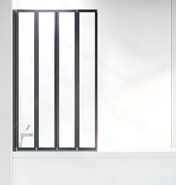 Шторка на ванну Veconi Veconi Palau PL-74BL 120x150, черный профиль