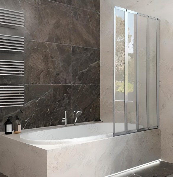 Шторка на ванну Veconi Palau PL-74R 120x150, хромированный профиль