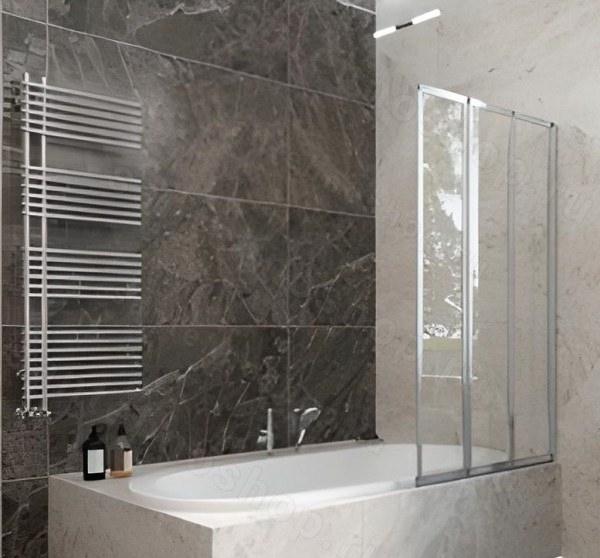 Шторка на ванну Veconi Palau PL-73R 120x150, хромированный профиль