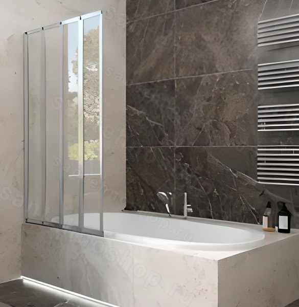 Шторка на ванну Veconi Palau PL-74L 90x150, хромированный профиль