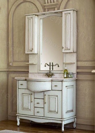 Комплект мебели для ванной комнаты Аллигатор Capan H(D) белый с золотой патиной