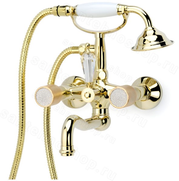Смеситель для ванны с душем Boheme Royal Cristal 293, золото