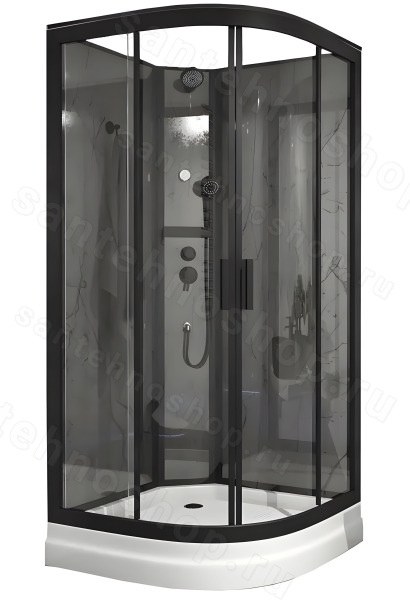 Душевая кабина Timo Premium Ilma-901 B Black 100x100 с верхним душем