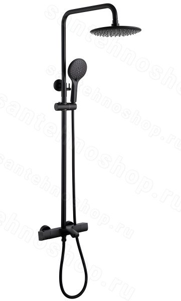 Душевая система Abber Thermostat AF8516B  с изливом, черная матовая