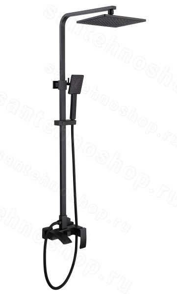 Душевая система Abber Wasserfall AF8616B с изливом, черная матовая