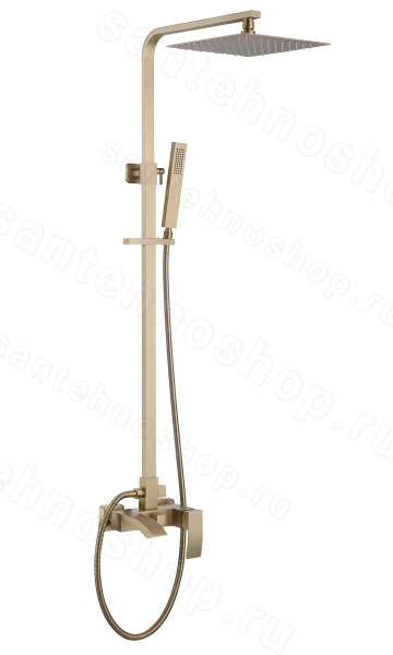 Душевая система Abber Wasserfall AF8616G с изливом, матовое золото