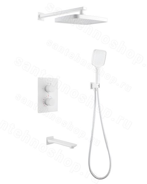 Душевая система Abber Weiss Insel AF8050W с изливом, белая матовая