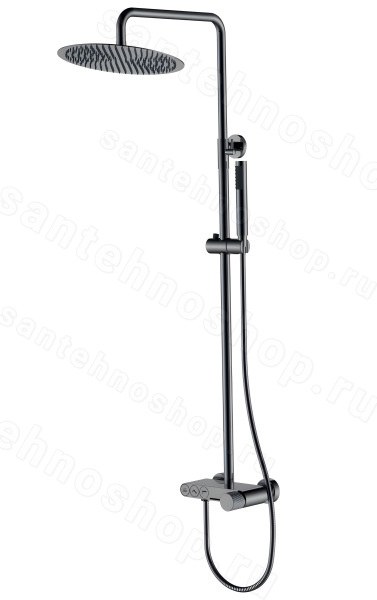 Душевая система Boheme Stick 128-SGM.3 с изливом, оружейная сталь