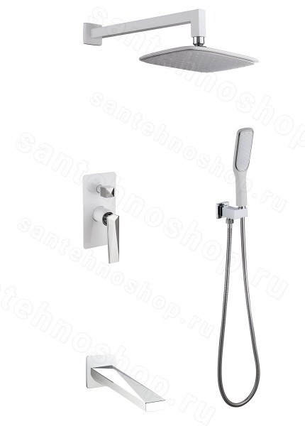 Душевая система Boheme Venturo 374-W-2 с изливом, белая матовая
