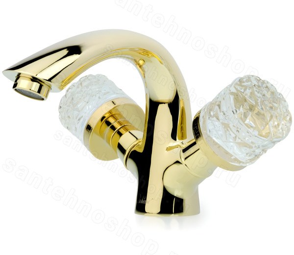 Смеситель для раковины Boheme Crystal 291-CRST, золото