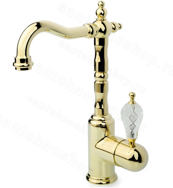 Смеситель для раковины Boheme Crystal 282-CRST, золото