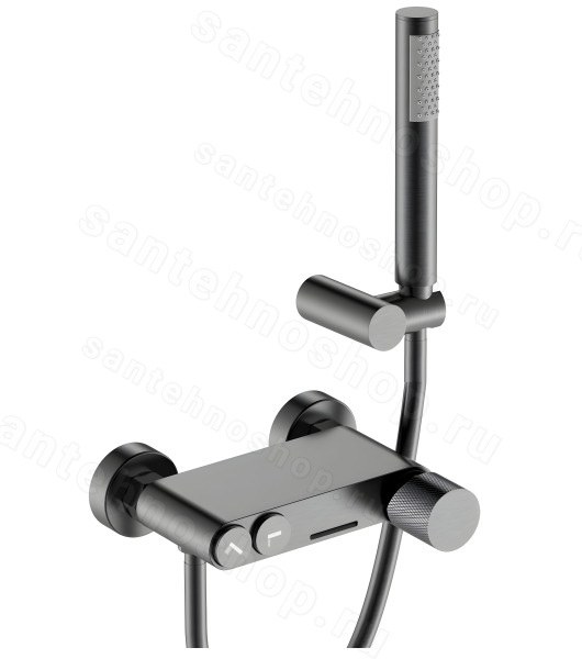 Смеситель для ванны с душем Boheme Stick 123-GM.2, оружейная сталь