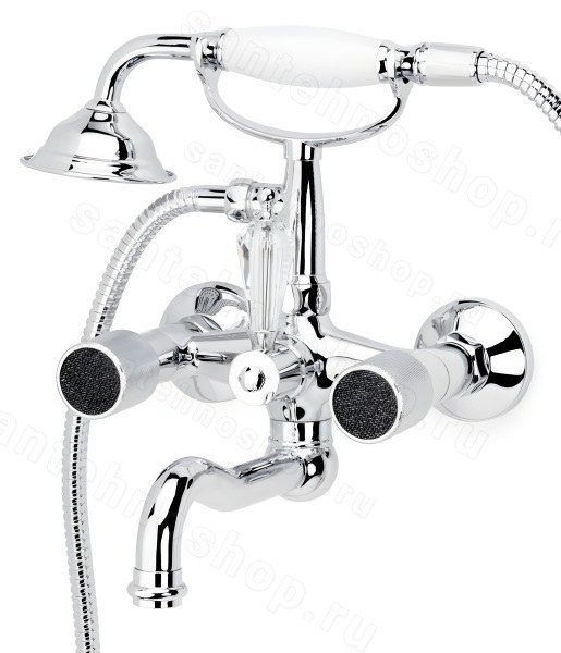 Смеситель для ванны с душем Boheme Royal Cristal Black 273, хром