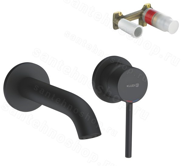 Смеситель для раковины Kludi Bozz Set 382443976S, черный матовый встраиваемый, черный матовый