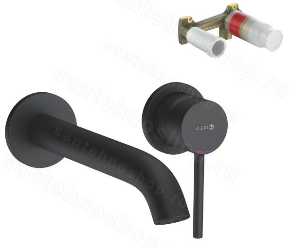 Смеситель для раковины Kludi Bozz Set 382453976S, черный матовый встраиваемый, черный матовый
