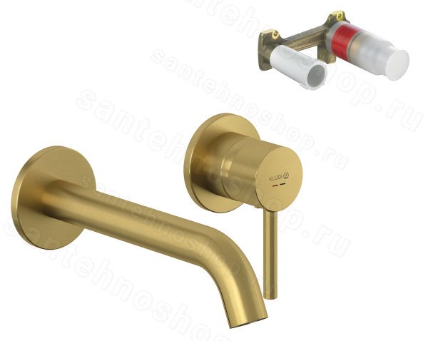 Смеситель для раковины Kludi Bozz Set 38245N076S, золото встраиваемый, золото