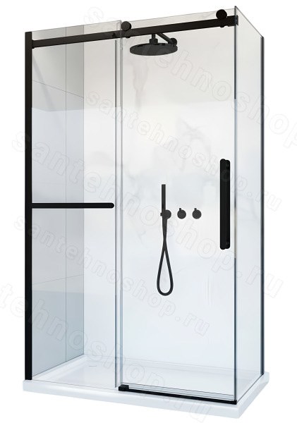 Душевой уголок Vincea Como Soft VSR-1CS8015CLB 150x80, профиль черный 150x80, профиль черный