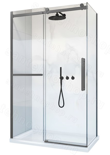 Душевой уголок Vincea Como Soft VSR-1CS9011CLGM 110x90 110x90, профиль вороненая сталь