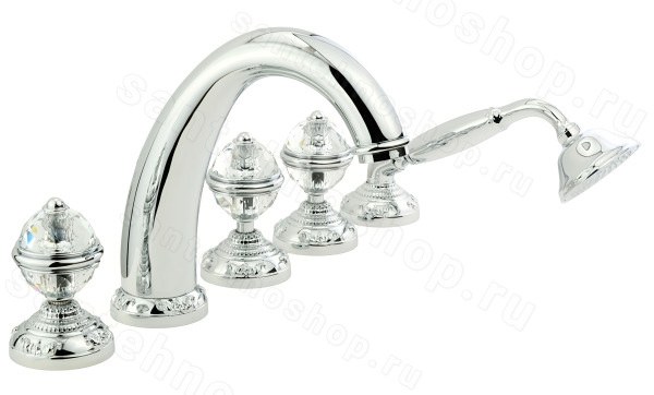 Смеситель на борт ванны с душем Migliore Cristalia Crystal 18586, хром, хром