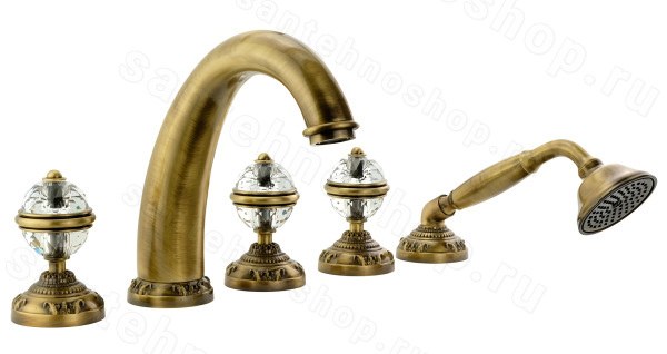 Смеситель на борт ванны с душем Migliore Cristalia Crystal 18581, бронза, бронза