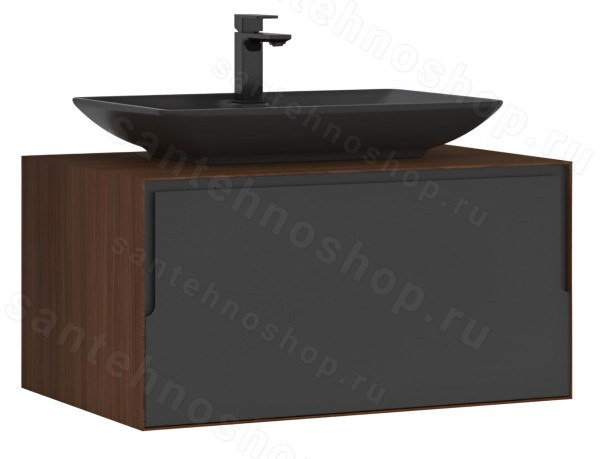 Тумба с раковиной Orka Craft 80 подвесная, орех-антрацит