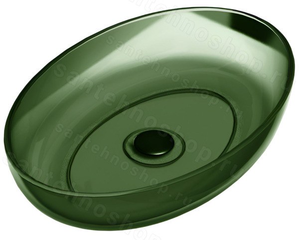 Накладная раковина Abber Kristall AT2801Emerald 60x40, зеленая 60x40, зеленая