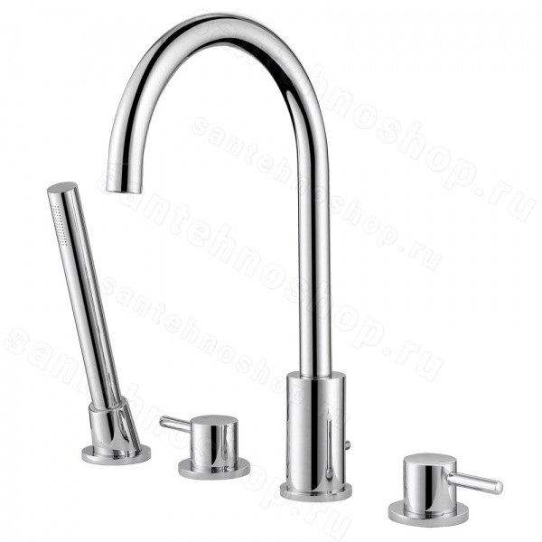 Смеситель на борт ванны Abber Wasser Kreis AF8113 с лейкой, хром с лейкой, хром
