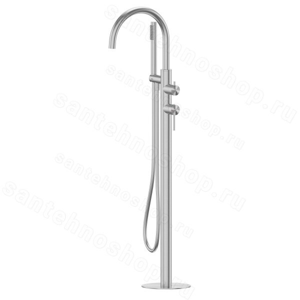Напольный смеситель для ванны Abber Wasser Kreis 316 AF8115BST с лейкой, сталь браширо с лейкой, сталь брашированная