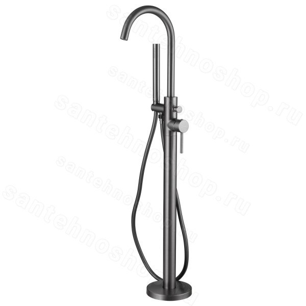 Напольный смеситель для ванны Abber Wasser Kreis AF8115NG с лейкой, оружейная сталь с лейкой, оружейная сталь