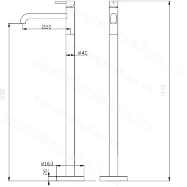 Напольный смеситель для раковины Abber Wasser Kreis AF8140NG, оружейная сталь, оружейная сталь