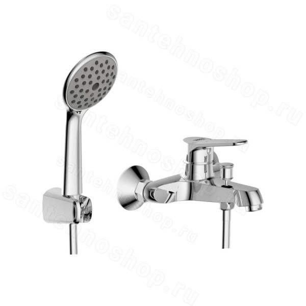 Смеситель для ванны Bravat Eco F6111147C-B с лейкой, хром с лейкой, хром