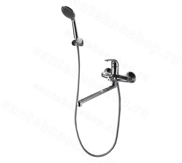 Смеситель для ванны Bravat Fit F6135188CP-LB-RUS с лейкой, хром с лейкой, хром