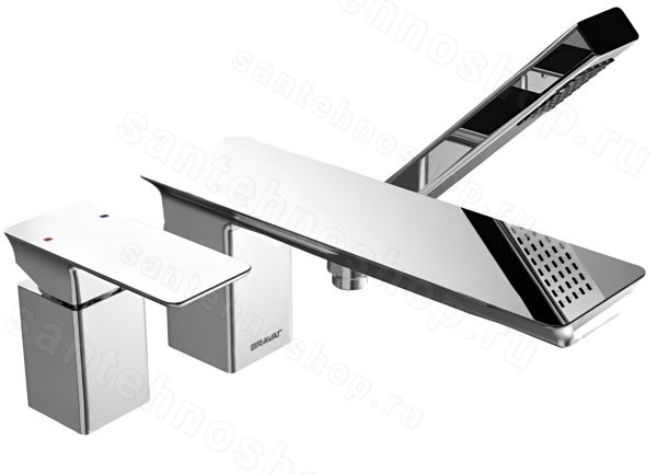 Смеситель на борт ванны Bravat Phillis F556101C-2-ENG с лейкой, хром с лейкой, хром
