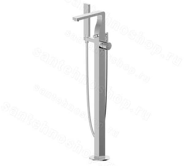 Напольный смеситель для ванны Bravat Arc F66061C-B3-ENG с лейкой, хром с лейкой, хром