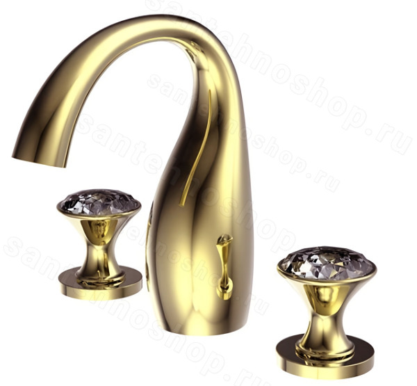 Смеситель на борт ванны Bravat Swan F24287G-ENG, золото, золото