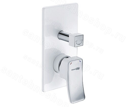 Встраиваемый смеситель для ванны WasserKraft Aller 1060 white 10641W с лейкой, хром