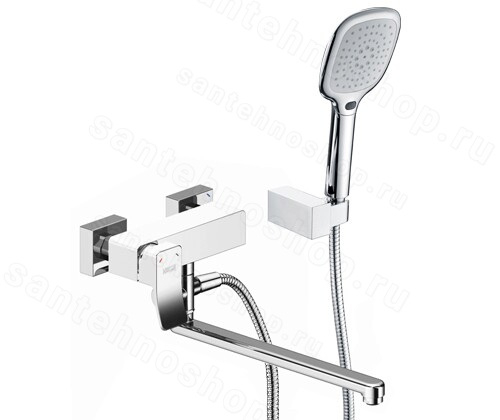 Смеситель для ванны WasserKraft Aller 1060 white 1062LW с лейкой, хром