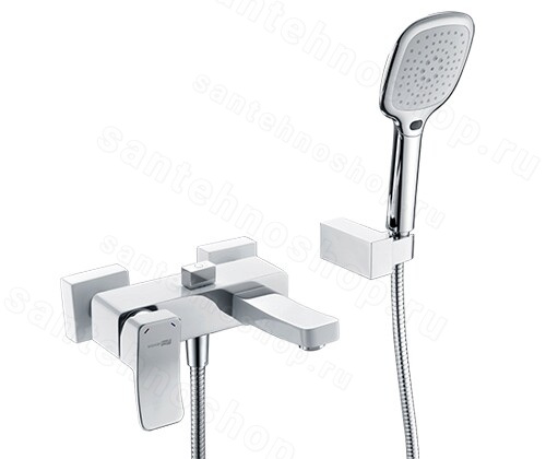 Смеситель для ванны WasserKraft Aller 1060 white 1061W с лейкой, хром