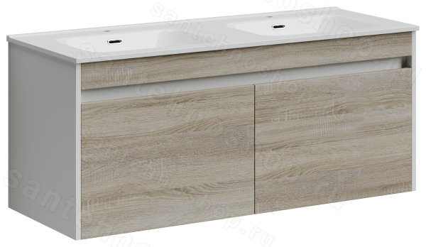 Тумба под раковину Sancos Smart SM120-2E 120x45 подвесная, дуб бардолино/белый 120x45 подвесная, дуб бардолино/белый
