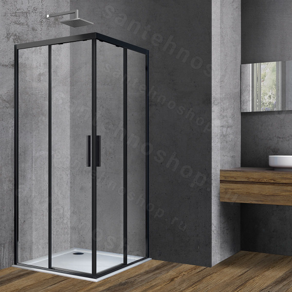 Душевой уголок Vincea Soft VSS-3SO100CLB 100x100, профиль черный 100x100, профиль черный