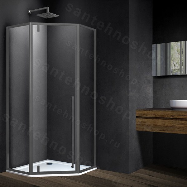 Душевой уголок Vincea Penta VSP-3P100CLGM 100x100, профиль вороненая сталь 100x100, профиль вороненая сталь