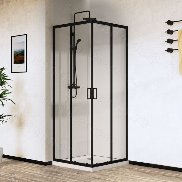 Душевой уголок Vincea City VSS-5CT900CLB 90x90, профиль черный 90x90, профиль черный