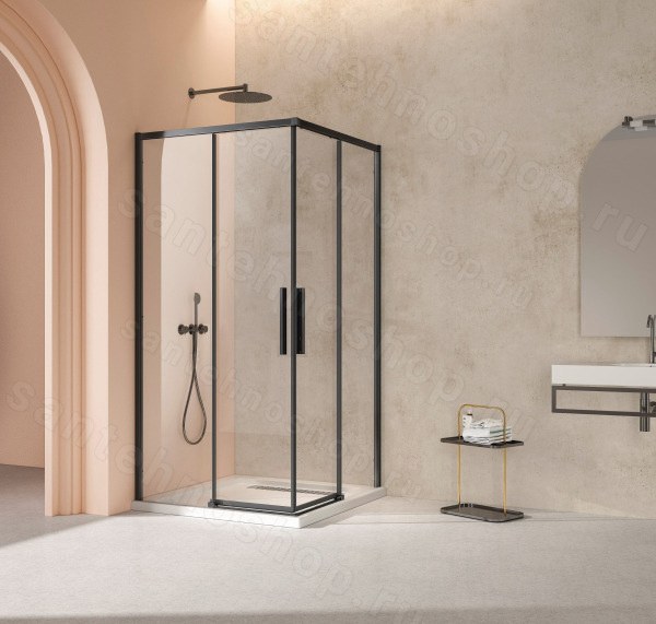 Душевой уголок Vincea Slim VSS-4SL100CLB 100x100, профиль черный 100x100, профиль черный