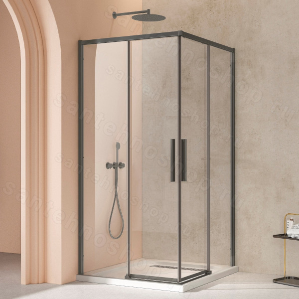 Душевой уголок Vincea Slim VSS-4SL900CLGM 90x90, профиль вороненая сталь 90x90, профиль вороненая сталь