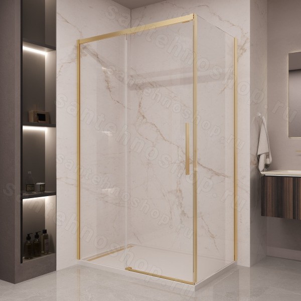 Душевой уголок Vincea Stella VSR-1ST8015CLG 150x80, профиль брашированное золото 150x80, профиль брашированное золото