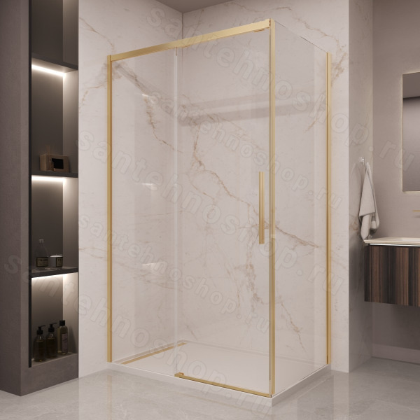 Душевой уголок Vincea Stella VSR-1ST1012CLG 120x100, профиль брашированное золото 120x100, профиль брашированное золото