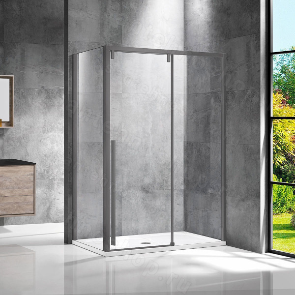 Душевой уголок Vincea Lugano VSR-1L9013CLGM-1 130x90, профиль вороненая сталь 130x90, профиль вороненая сталь