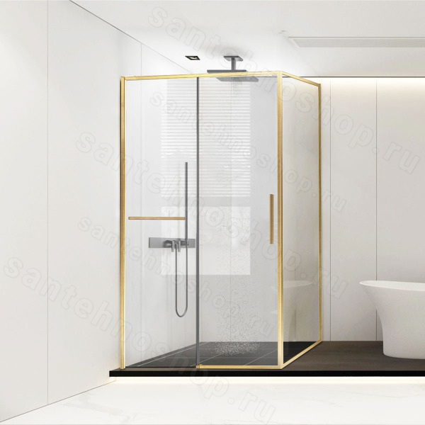 Душевой уголок Vincea Slim Soft VSR-1SS8014CLG 140x80, профиль брашированное золото 140x80, профиль брашированное золото